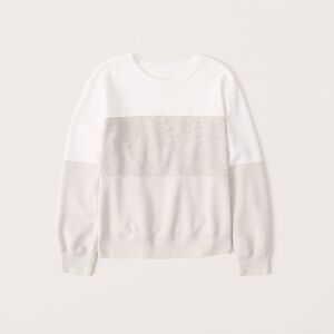 Abercrombie Women's Colorblock Relaxed Crew Sweatshirt - Cream - Medium